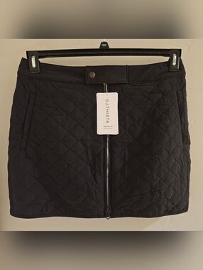 Athleta Apres Ski Skirt Black Quilted Mini Water Repellent Zip Front Size 14
